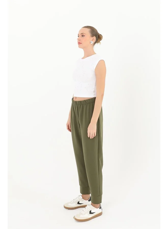 Soul Women's Ribbed Detail Jogger - 30189PNT - KHAKI.