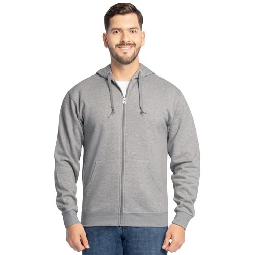 Fruit of the Loom Eversoft Fleece Hoodies, Pullover, Moisture Wicking & Breathable, Sizes S-4x, Grey Heather Full Zip, Large - Image 1