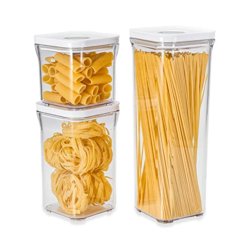VAKUEN Premium Airtight Food Storage Containers, Square-S 3PC-SET, Smart One-Click Seal Lid, No Hinges, 100% Leak Proof, BPA-FREE, Dishwasher, Freezer & Microwave Safe - Image 1