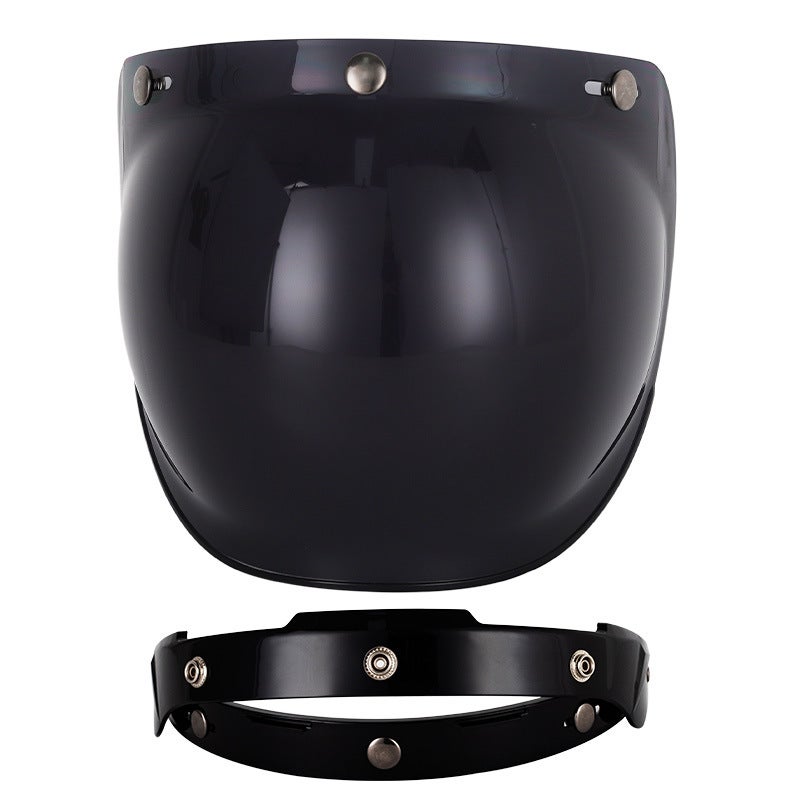 Generic Retro Bubble Visor Motorcycle Helmet Lens Kit Dark Tea Black Frame