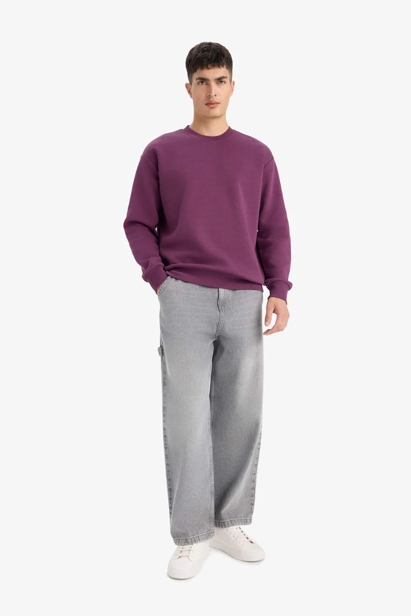 ديفاكتو Relax Fit Crew Neck Thick Fabric Sweatshirt