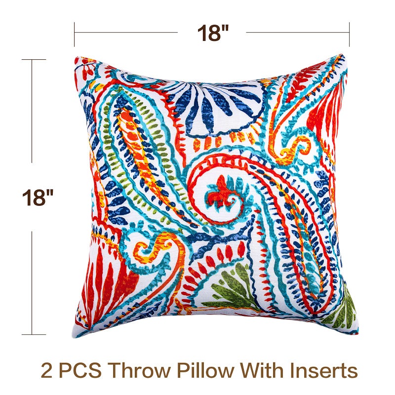 JMGBird Outdoor Throw Pillows Set of 2 - Durable Patio Pillows with Inserts, 18x18 Inch Square Decorative Pillows for Patio Furniture - Image 5