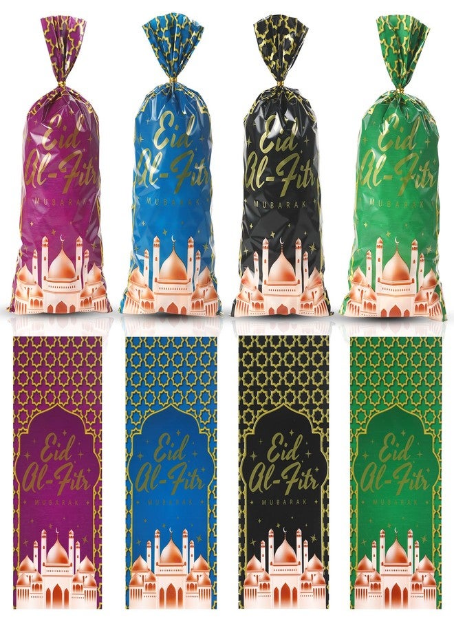 eowqeiur 100 PCS Eid Goodie Bags(5x11 Inch with Ties for Candy Goodie Treat Snack Goody Cookie Small Gifts Wrap Ramadan Baggies Pouch Eid Mubarak Party Favors Supplies Decor - Image 1