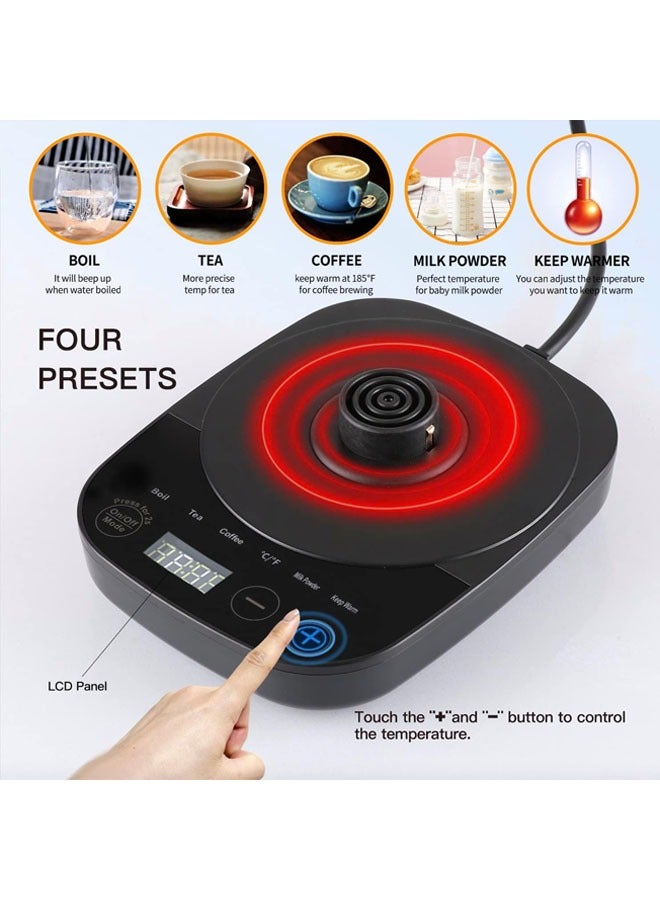 Hihonor Gooseneck Electric Kettle Temperature Control 0.8 L, 4 Modes Pour Over Coffee and Tea Kettle Wood Handle, 1000w Eletcric Water Kettle With Temperature Control,304 Stainless Steel, Constant Temperature - Image 2