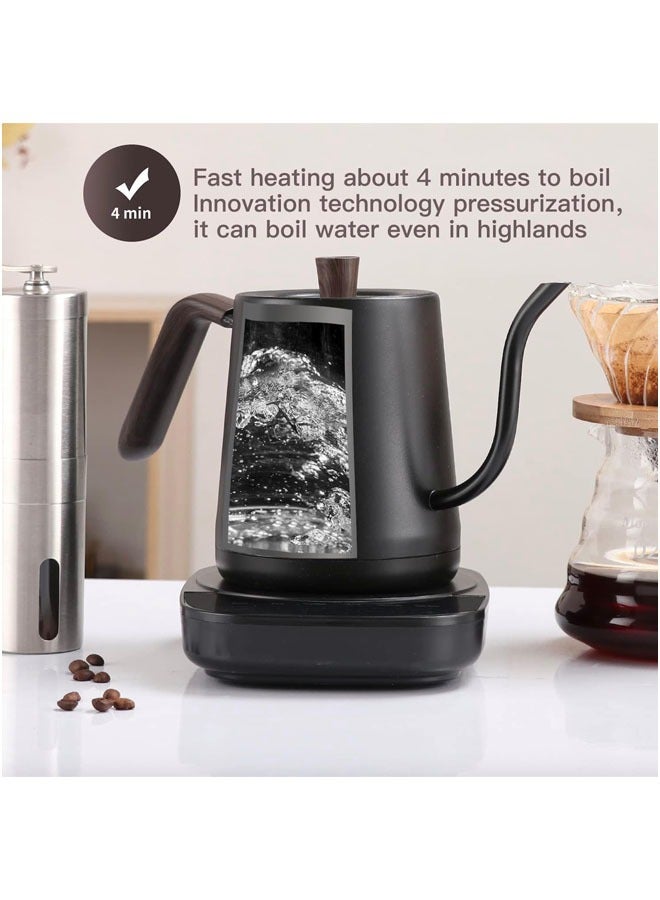 Hihonor Gooseneck Electric Kettle Temperature Control 0.8 L, 4 Modes Pour Over Coffee and Tea Kettle Wood Handle, 1000w Eletcric Water Kettle With Temperature Control,304 Stainless Steel, Constant Temperature - Image 4