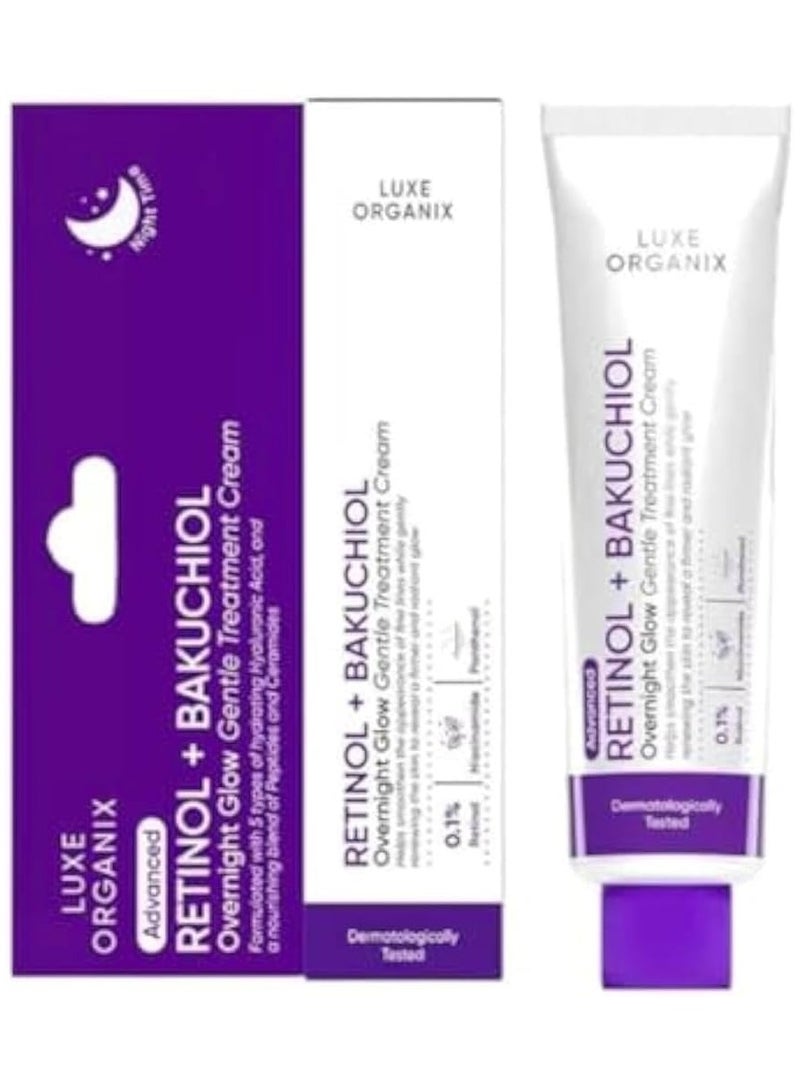 LUXE ORGANIX Retinol + Bakuchiol Overnight Glow Gentle Treatment Cream 30 grams - Image 1