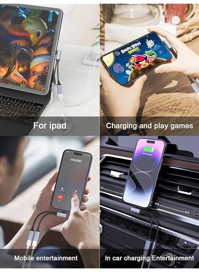 erorex - Headphone And Charger Adapter For Iphone 2 In 1 Lightning To 3.5Mm Aux Audio And Lightning Charger Splitter Dongle For Iphone 14 13 12 11 Pro Max Pro Plus 8 7 6 Plus - Image 1