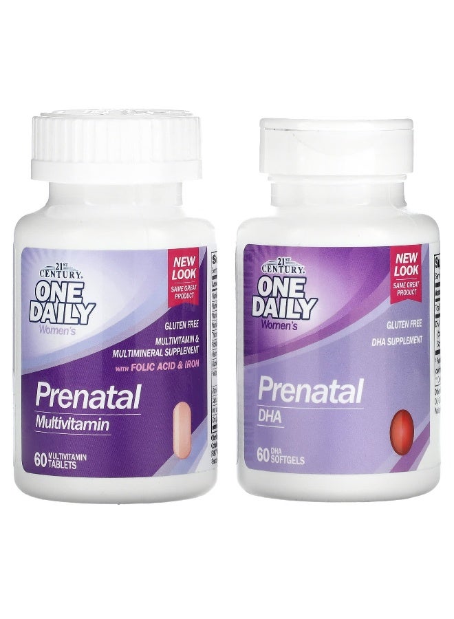 21st CENTURY 21st Century, Prenatal Multivitamin Plus DHA, 2 Bottles, 60 Tablets / 60 Softgels  - Image 3