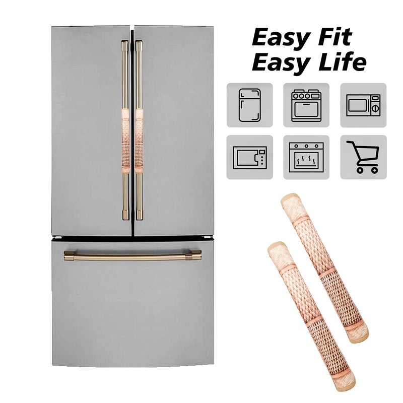 Kuber Industries Kuber Industries Fridge Handle Cover NonWoven Fridge Door Handle Protector Fridge Door Handle Cover Chatai Fridge Handle Cover 2 Piece Set Brown  - Image 5