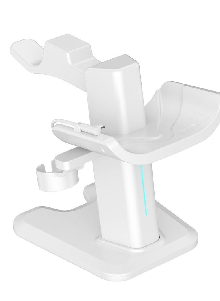 For Meta Quest 3 Headset Charging Dock, VR Display Stand Accessories Compatible With Meta Quest 3 VR Headset And Touch Controllers, Station Holder Base With LED Light, White - Image 2