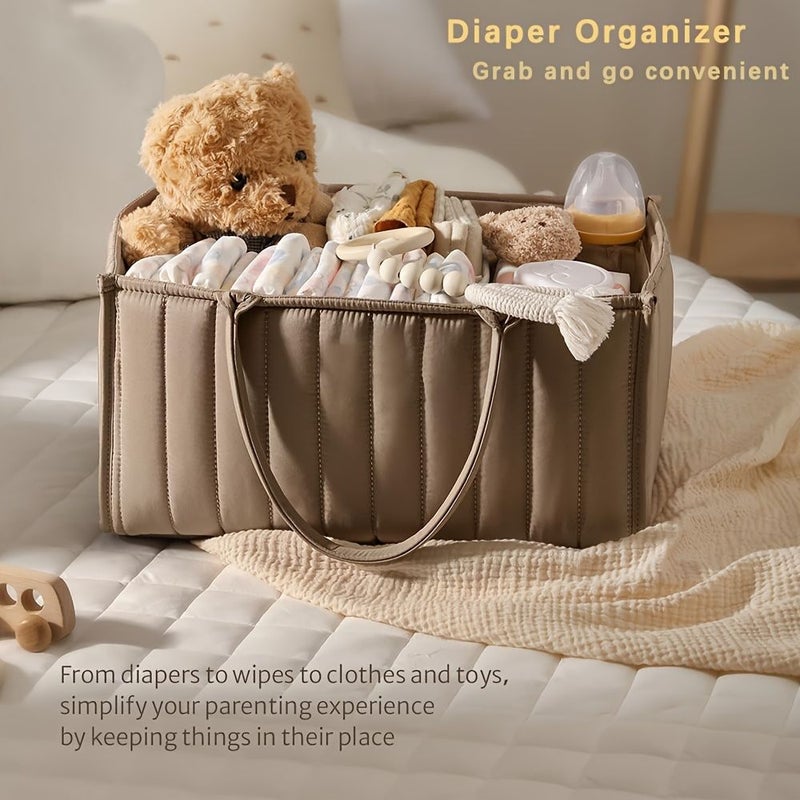 Brown Diaper Caddy Organizer Stylish Nursery Storage Basket For Diaper Station Baby Shower Gift Registry Essential - Image 1