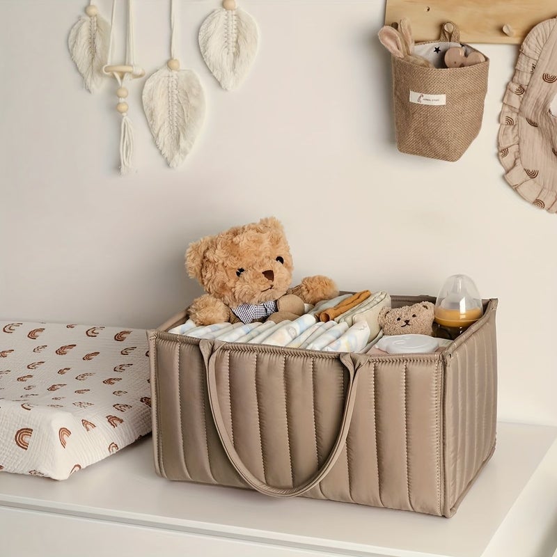 Brown Diaper Caddy Organizer Stylish Nursery Storage Basket For Diaper Station Baby Shower Gift Registry Essential - Image 4