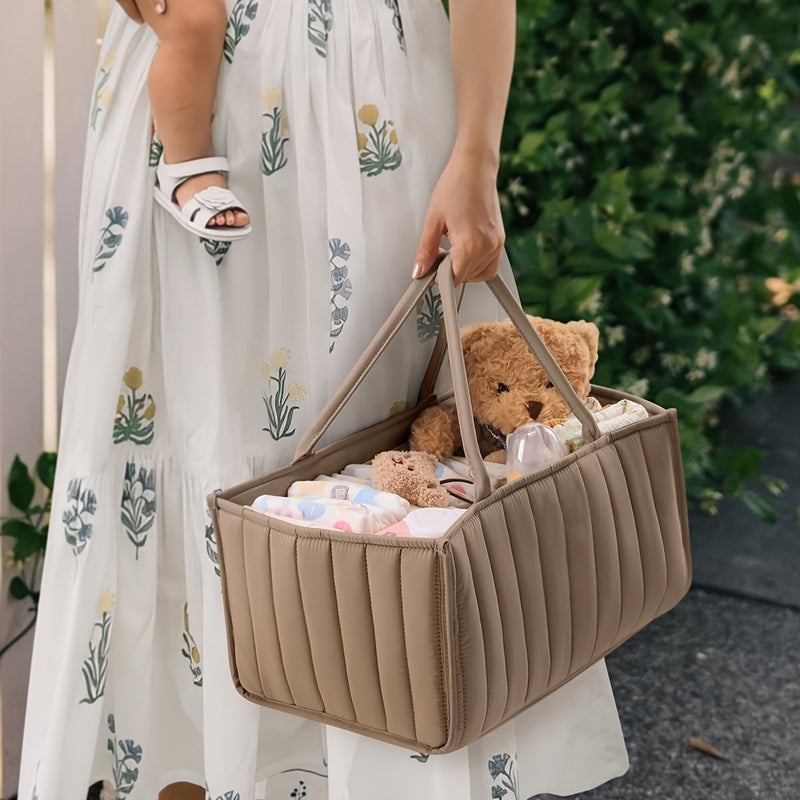 Brown Diaper Caddy Organizer Stylish Nursery Storage Basket For Diaper Station Baby Shower Gift Registry Essential - Image 3