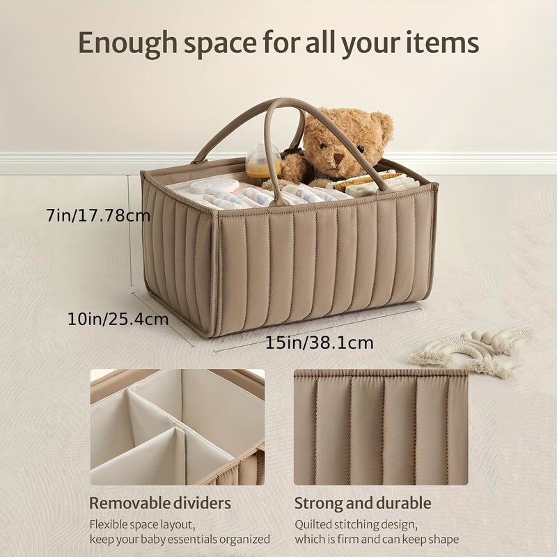 Brown Diaper Caddy Organizer Stylish Nursery Storage Basket For Diaper Station Baby Shower Gift Registry Essential - Image 2