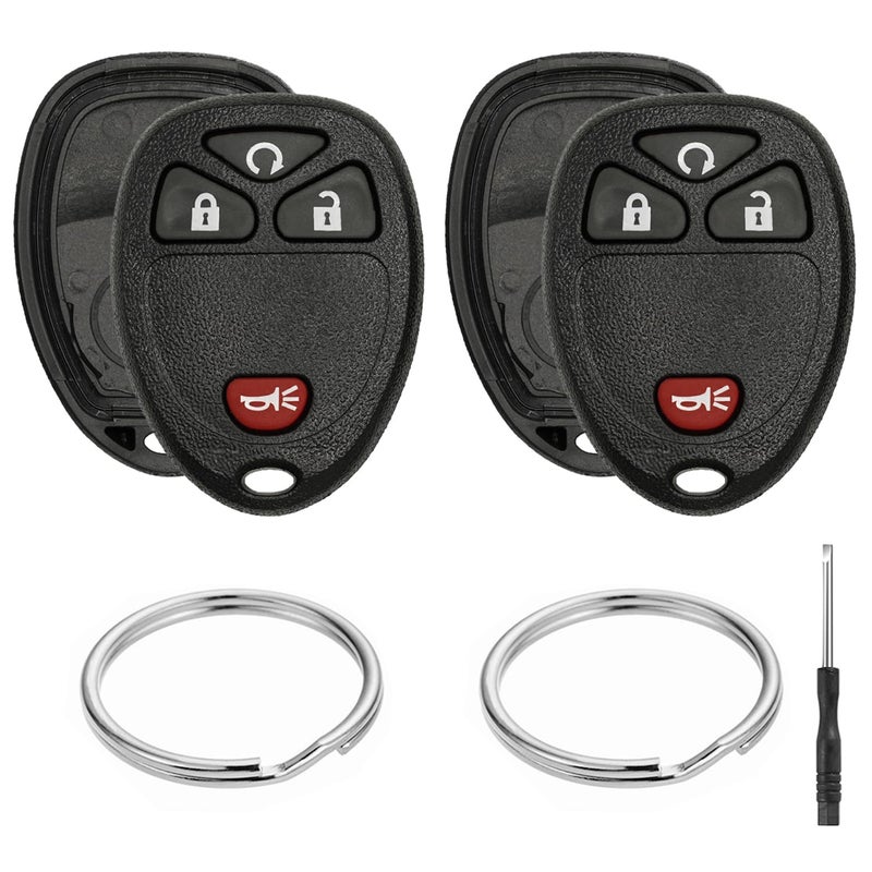 JJCHQ 2 Pack Key Fob Case for Chevy Silverado 1500 2500 3500 HD Avalanche Equinox Express Traverse GMC Yukon Sierra Acadia Savana Buick Enclave 2007-2016 4 Button Keyless Entry Remote Key Shell Replacement - Image 1