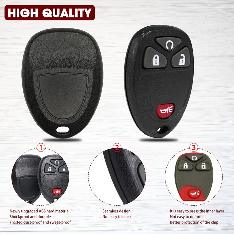 JJCHQ 2 Pack Key Fob Case for Chevy Silverado 1500 2500 3500 HD Avalanche Equinox Express Traverse GMC Yukon Sierra Acadia Savana Buick Enclave 2007-2016 4 Button Keyless Entry Remote Key Shell Replacement - Image 5
