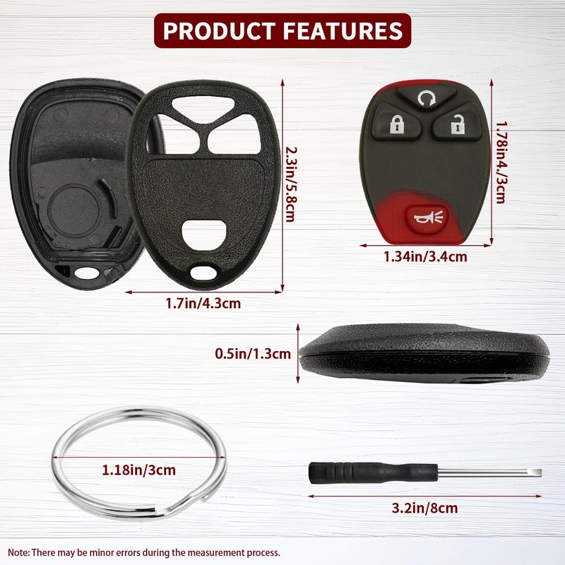 JJCHQ 2 Pack Key Fob Case for Chevy Silverado 1500 2500 3500 HD Avalanche Equinox Express Traverse GMC Yukon Sierra Acadia Savana Buick Enclave 2007-2016 4 Button Keyless Entry Remote Key Shell Replacement - Image 4
