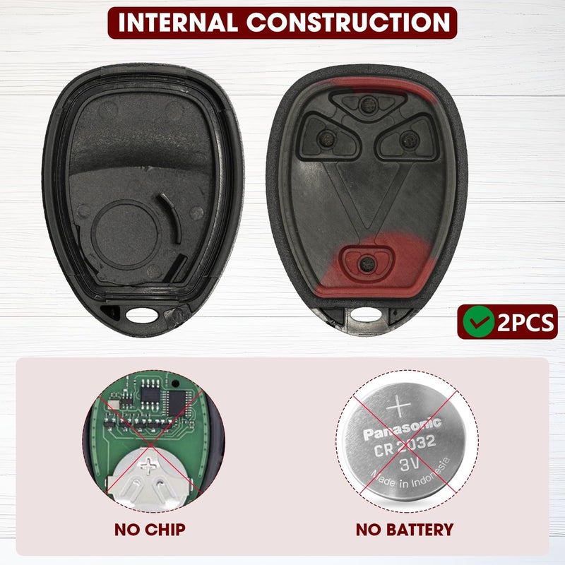 JJCHQ 2 Pack Key Fob Case for Chevy Silverado 1500 2500 3500 HD Avalanche Equinox Express Traverse GMC Yukon Sierra Acadia Savana Buick Enclave 2007-2016 4 Button Keyless Entry Remote Key Shell Replacement - Image 2