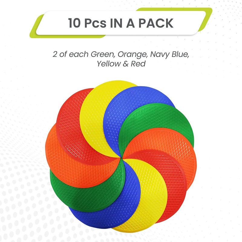 GISCO Spot Markers 9.5 Inch Non Slip Rubber Agility Markers Flat Field Cones Floor Dots for Soccer Basketball Sports Speed Agility Training and Drills | Assorted Colours - Set of 10 - Image 2