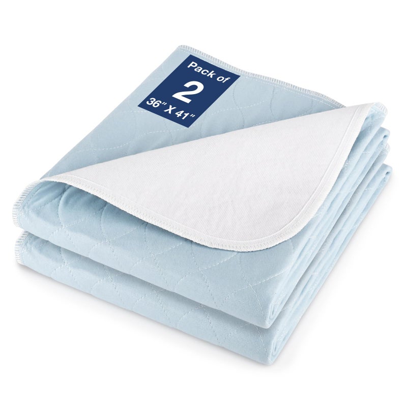 SOLOSHINE 2 Packs Reusable Incontinence Bed Pad 36X41 Inch Washable Pee Pads Waterproof Bed Pad Pet Pad Perfect for Kids Adults The Elderly and Pets