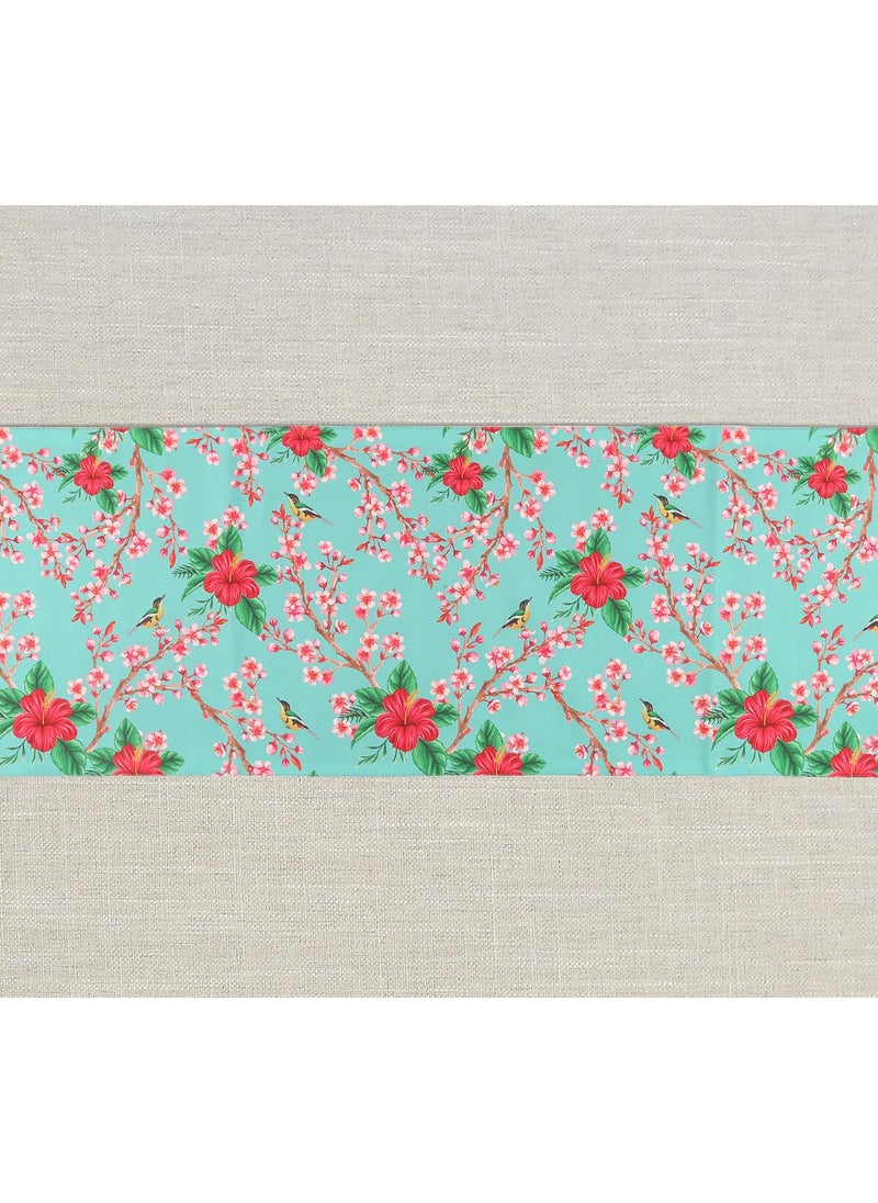India Circus by Krsnaa Mehta India Circus by Krsnaa Mehta Perching Floral Paradise Printed Blended Canvas 6 Seater Table and Bed Runner 94 x 14 inches  - Image 3