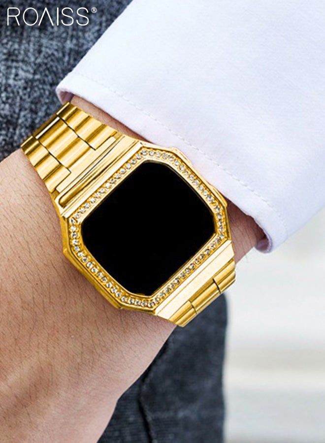 roaiss Men's Fashion Touch Screen Digital Watch, Luxury Stainless Steel Strap LED Electronic Watches, Waterproof Luminous Sports Wristwatch as Gift for Men - Image 2