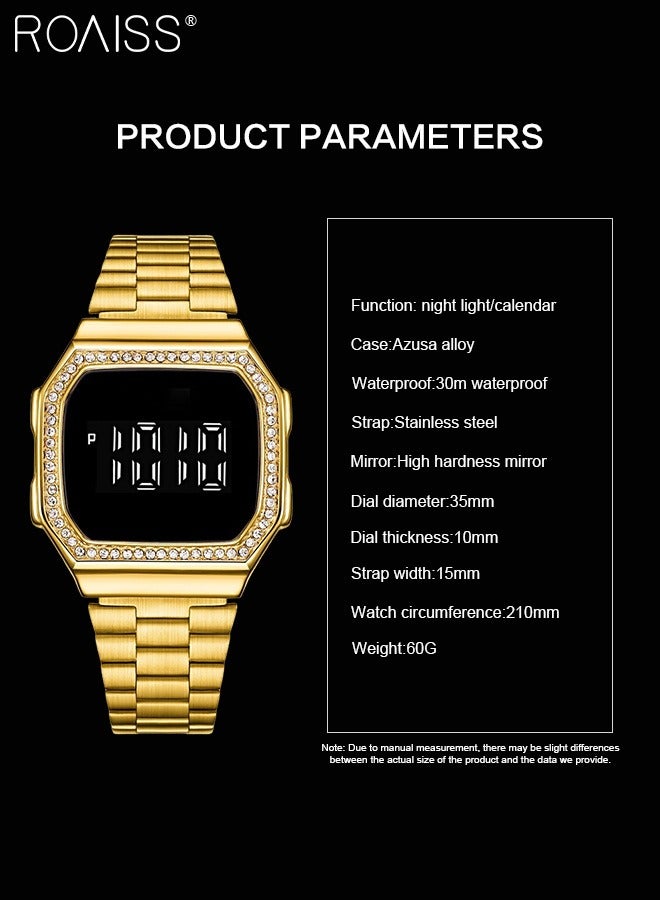 roaiss Men's Fashion Touch Screen Digital Watch, Luxury Stainless Steel Strap LED Electronic Watches, Waterproof Luminous Sports Wristwatch as Gift for Men - Image 4