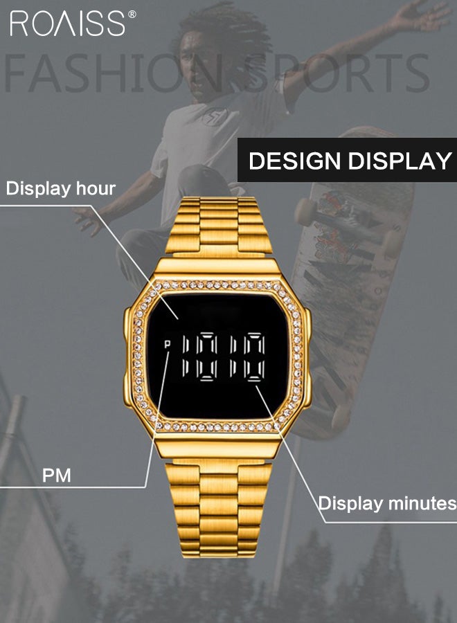 roaiss Men's Fashion Touch Screen Digital Watch, Luxury Stainless Steel Strap LED Electronic Watches, Waterproof Luminous Sports Wristwatch as Gift for Men - Image 5