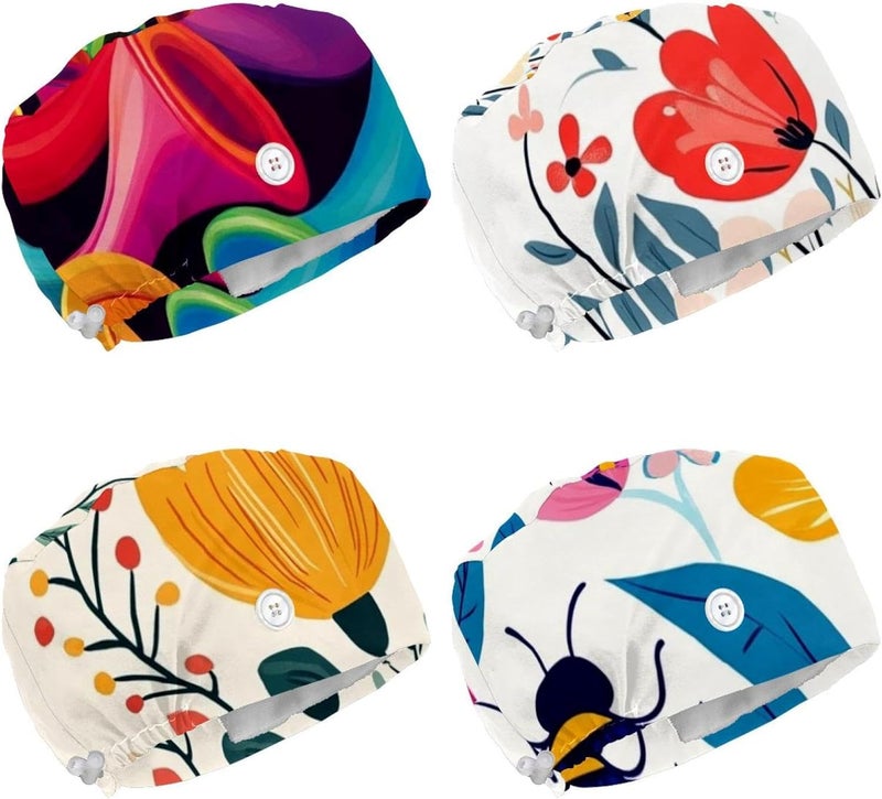 _Colorful Jellyfish Pattern Decor Safety Head Protection Caps, 4 Pack Ergonomic Lightweight Caps for Industrial Household Use - Image 1