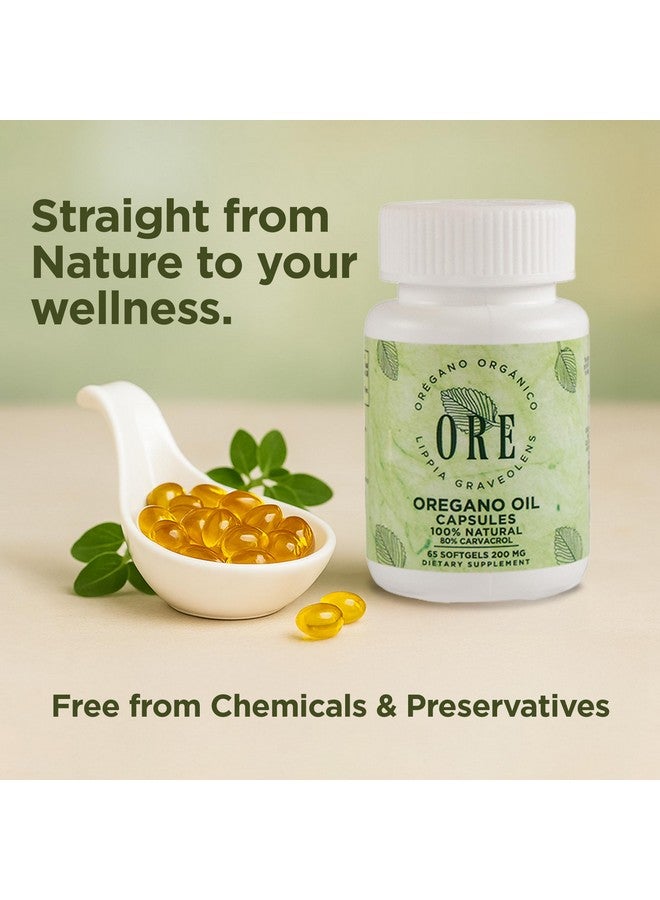 ORE زيت الأوريجانو من ORE كبسولات لينة 80% كارفاكرول | أوريجانو مكسيكي بري | دعم مناعي وتنفسي عشبي | مكمل طبيعي | خالي من الكائنات المعدلة وراثيًا، خالي من الغلوتين | 65 كبسولة سهلة البلع - Image 2