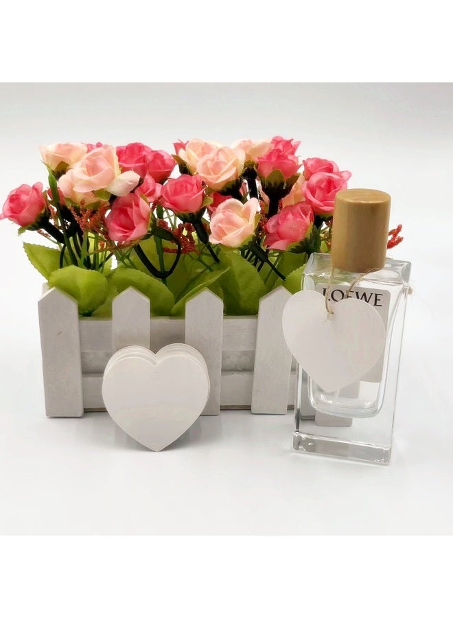 100 قطعة من بطاقات هدايا ورقية على شكل قلب مقاس 5*4.5 سم مع خيط جوت طبيعي بطول 20 مترًا - ملصقات تعليق DIY لتغليف الهدايا وأعياد الميلاد وحفلات الزفاف والأعياد والمناسبات - Image 2