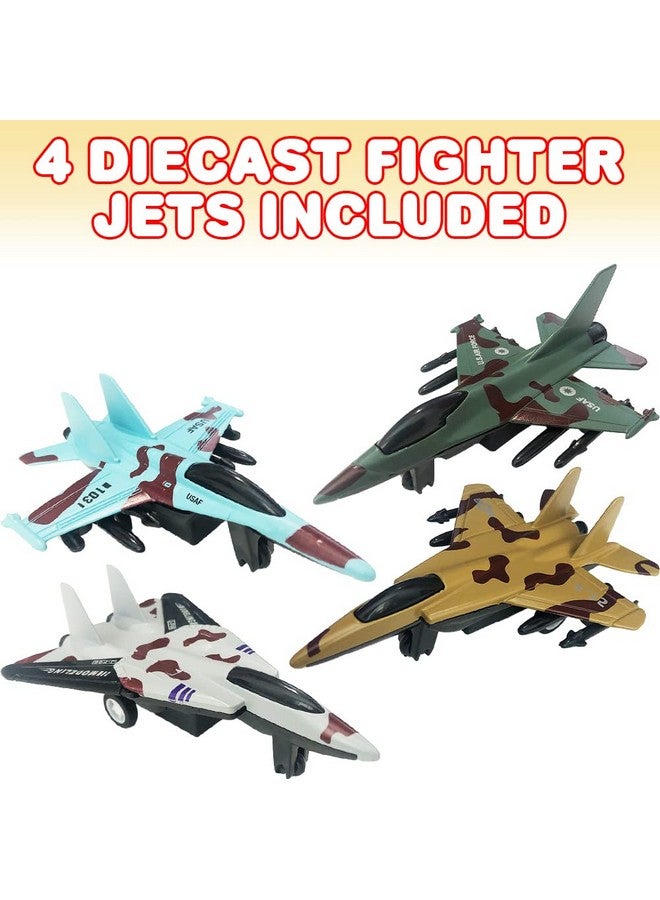 ArtCreativity لعبة طائرة مقاتلة مصنوعة من المعدن من فنون الإبداع، سلاح الجو الأمريكي، مجموعة من 4، آلية سحب للخلف، طائرات مقاتلة معدنية للأولاد، زينة كعكة سلاح الجو العسكري، هدايا حفلات طائرات سحب للخلف - Image 2