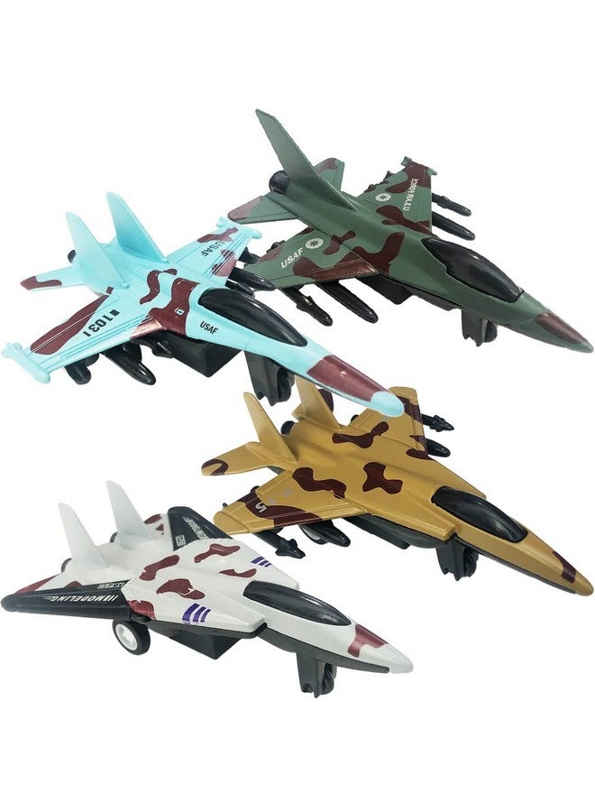 ArtCreativity لعبة طائرة مقاتلة مصنوعة من المعدن من فنون الإبداع، سلاح الجو الأمريكي، مجموعة من 4، آلية سحب للخلف، طائرات مقاتلة معدنية للأولاد، زينة كعكة سلاح الجو العسكري، هدايا حفلات طائرات سحب للخلف - Image 1