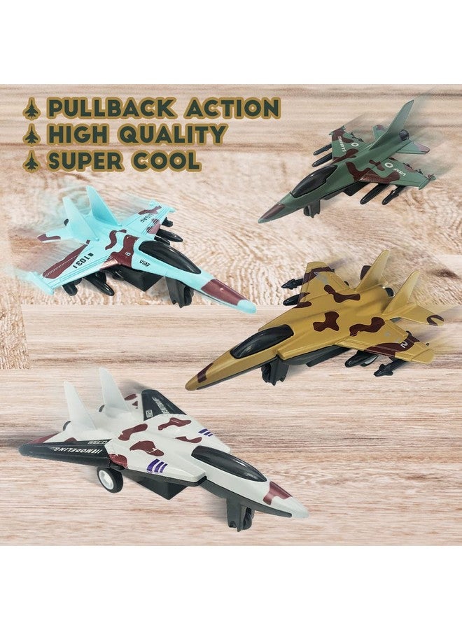 ArtCreativity لعبة طائرة مقاتلة مصنوعة من المعدن من فنون الإبداع، سلاح الجو الأمريكي، مجموعة من 4، آلية سحب للخلف، طائرات مقاتلة معدنية للأولاد، زينة كعكة سلاح الجو العسكري، هدايا حفلات طائرات سحب للخلف - Image 4