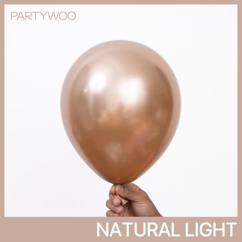 PartyWoo Metallic Rose Gold Balloons 140pcs Different Sizes of 18 12 10 5 Inch Chrome Champagne Gold Balloon Arch Kit for Birthday Anniversary Bridgerton Floral Party Decorations Rose GoldG112 - Image 5