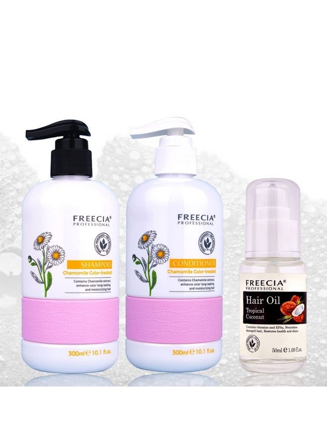 freecia ® Professional Chamomile Color Treated Shampoo, Conditioner With Tropical Hair Serum| Best Shampoo Conditioner| Serum For Dry Frizzy Hair | Brings Shine | Smoothness | Unisex | 300Ml X 2 + 50Ml - Image 1