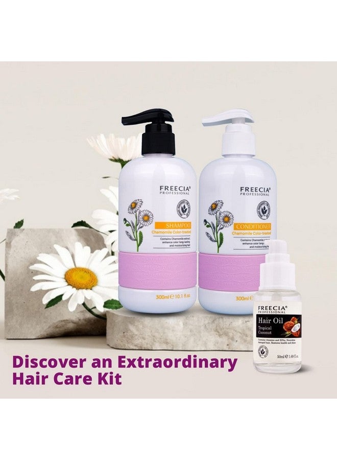 freecia ® Professional Chamomile Color Treated Shampoo, Conditioner With Tropical Hair Serum| Best Shampoo Conditioner| Serum For Dry Frizzy Hair | Brings Shine | Smoothness | Unisex | 300Ml X 2 + 50Ml - Image 3