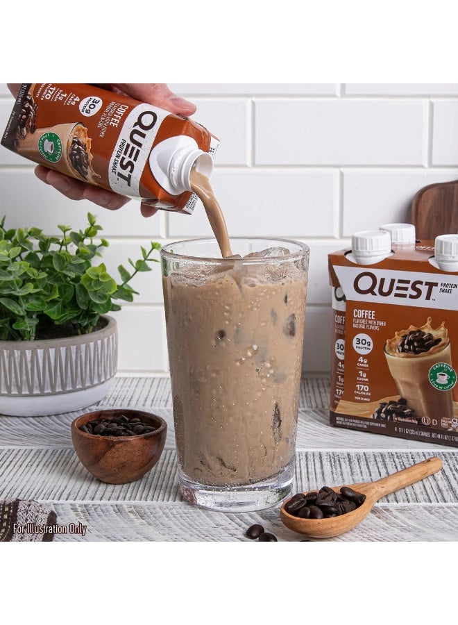 ميلك شيك بروتين كويست بنكهة القهوة، عبوة من 12 قطعة، 325 مل - Image 2