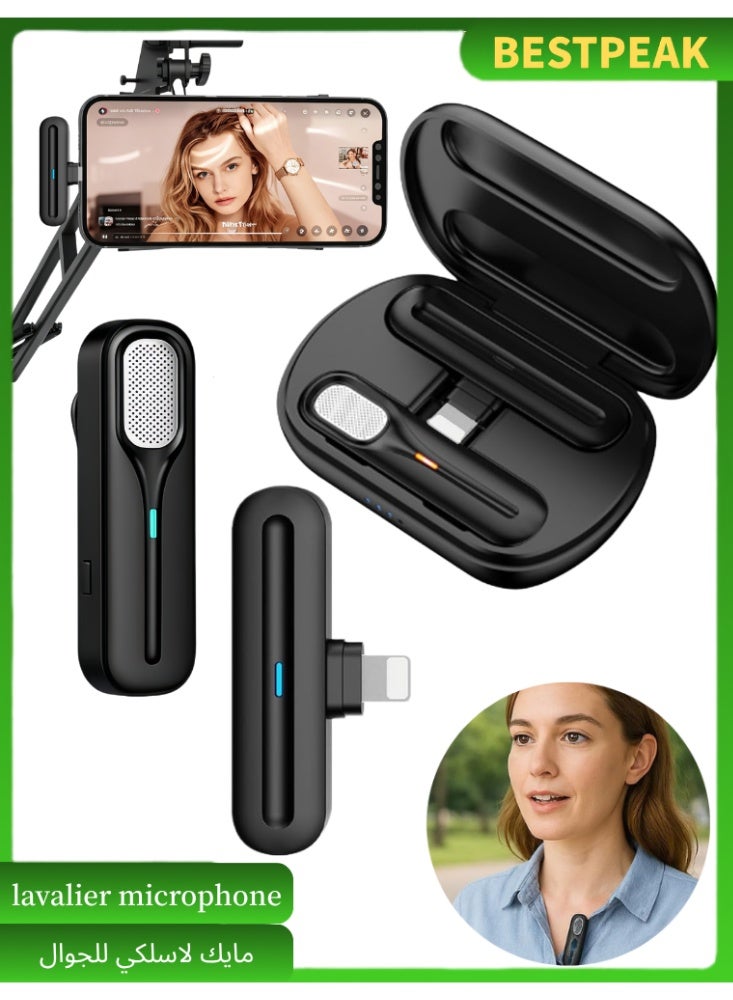 BESTPEAK mini Wireless Lavalier Microphone Noise Cancellation Microphone  Smartphon for USB-C Interface Device, Metal Clip on Mic for Vlogging TikTok YouTube Content Creators Live Streaming Interview Recording - Image 1