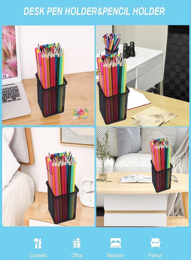 SNOW COOLER حامل أقلام سنو كولر، حامل أقلام معدني، حامل أقلام على شكل كوب، منظم أقلام مكتبي، أسود، مربع، عبوة من 4 قطع - Image 4