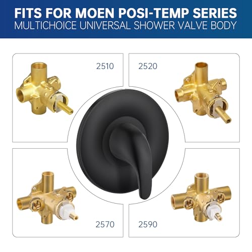 gcbcrit Replacement for Moen Posi-Temp Valve Trim Kit, Shower Valve Trim for Single-Handle Shower Valves, Compatible with Moen Posi-Temp Series, Matte Black Shower Trim Kit - Image 5