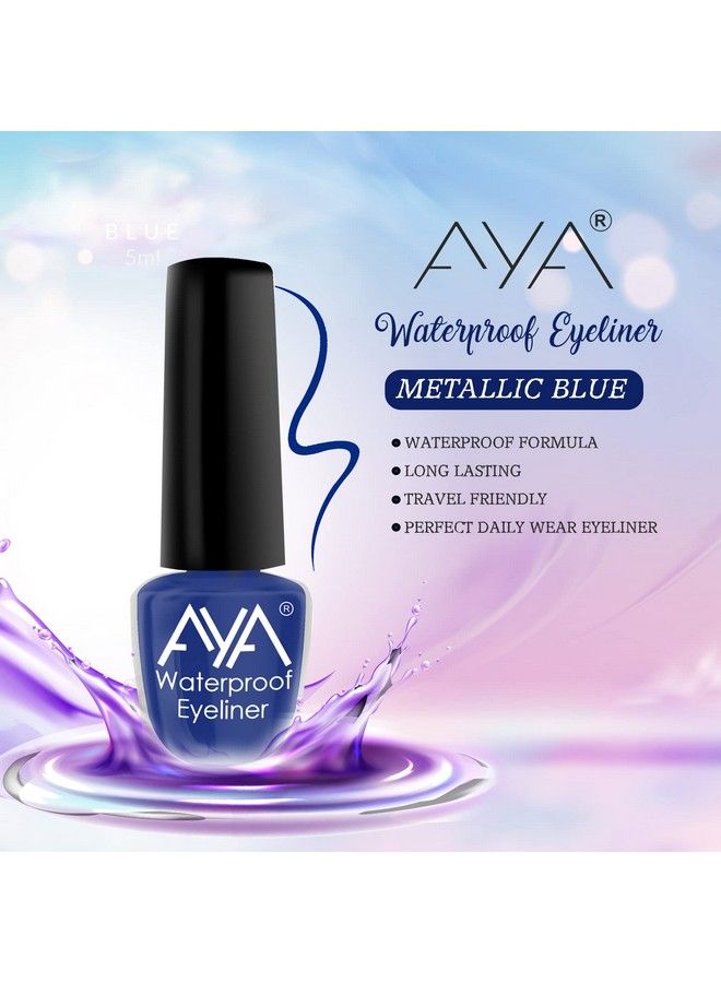 AYA Waterproof & Long Lasting Eyeliner Pack Of 4 (Black Brown Blue Green) ; Smudge Proof Transfer Proof Eye Liner For Eye Makeup ; - Image 3