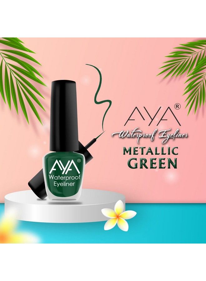 AYA Waterproof & Long Lasting Eyeliner Pack Of 4 (Black Brown Blue Green) ; Smudge Proof Transfer Proof Eye Liner For Eye Makeup ; - Image 4