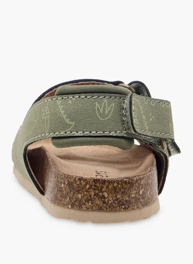 جونيورز Boys Dinosaur Print Sandals with Hook and Loop Closure