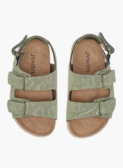 جونيورز Boys Dinosaur Print Sandals with Hook and Loop Closure