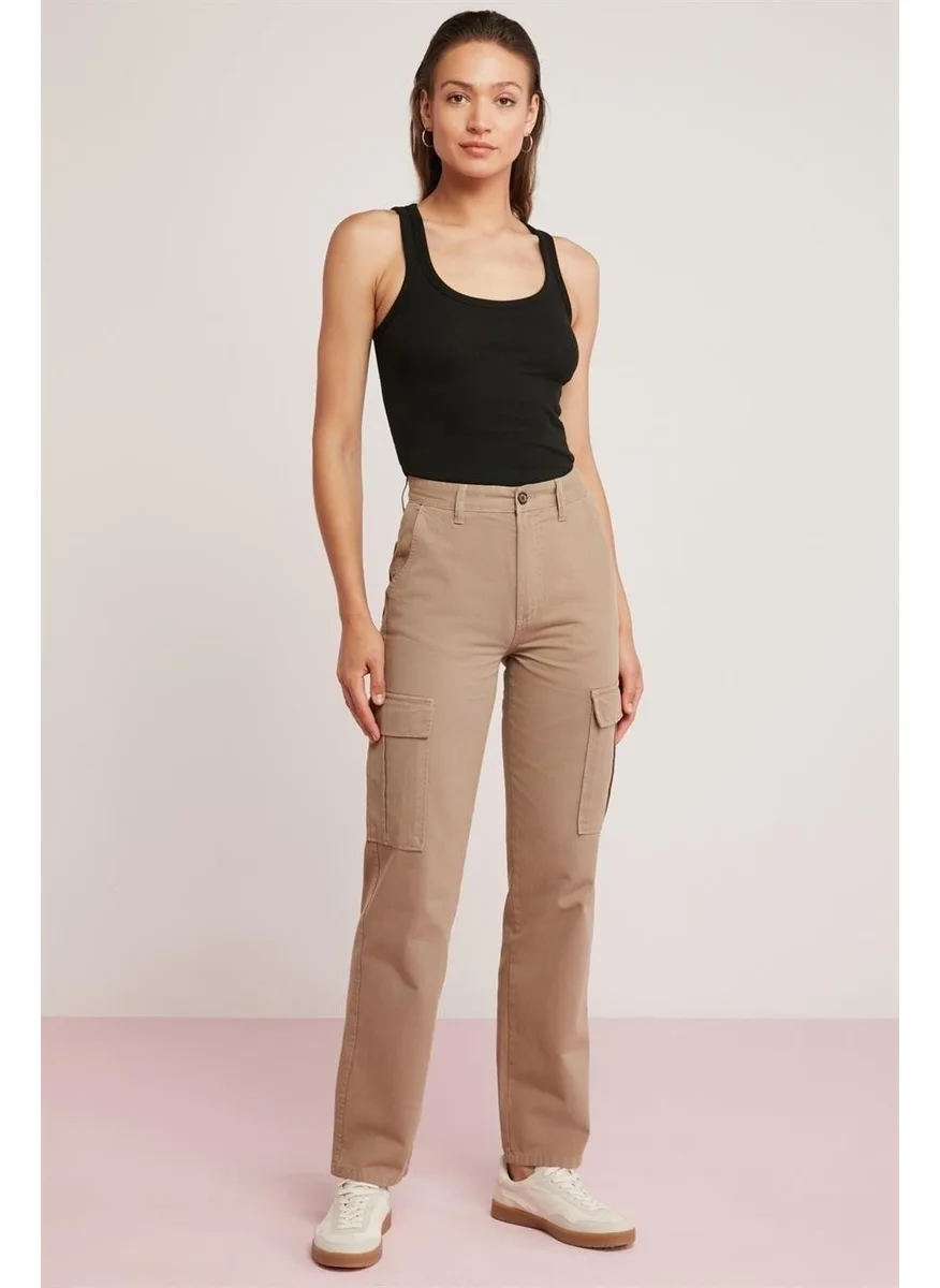 Arma Yıldız Black Women's Ribbed Look Camisole Undershirt Thick Strap Basic
