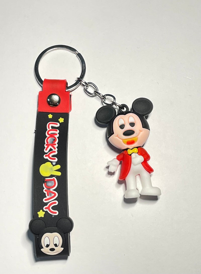 Anime keychain with ribbonDistinguished Cartoon Keychain Cute Accessory Disney Anime Mickey Mouse Keychain With Ribbon Fits Car Purse Bag Cute Creative Gift - Image 1