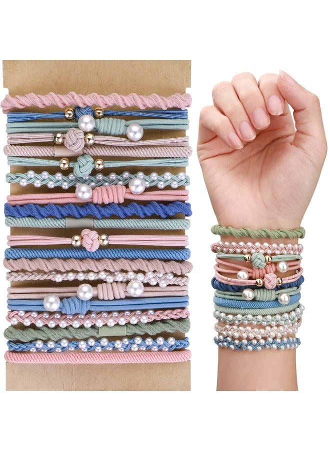 Yolev 20 قطعة أساور شعر بوهيمية، أساور مرنة لذيل الحصان، أساور شعر لطيفة، حوامل شعر بدون ضرر، أساور شعر للنساء/الفتيات - Image 1