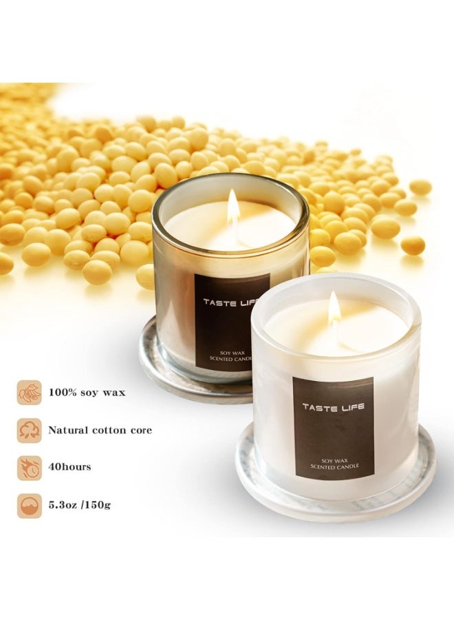 Scented Candle Cup in Glass Cup with Lid Large Size, Soy Wax Candle Perfect Gift for Home Decor Fashion - 150g (Lime Basil & Mandarin) - Image 4