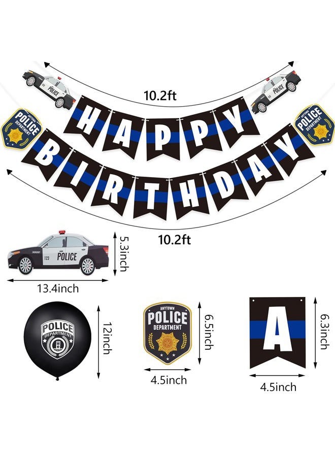 Sumind 32 Pieces Police Birthday Party Decorations Set Swirls Including 20 Latex Balloons 2 Banners 10 Hanging For Themed - Image 2